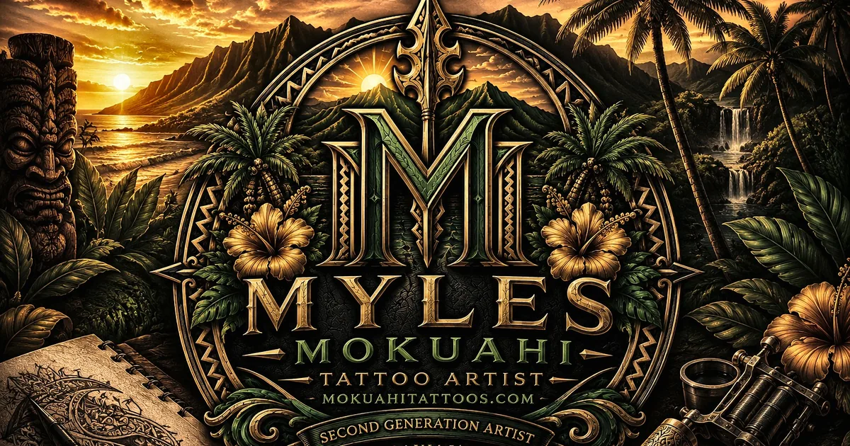 Myles Mokuahi — 2nd Generation · Black & Gray · Custom · Hawaiian tattoo artist at TNT Aiea + Ohana Waikiki